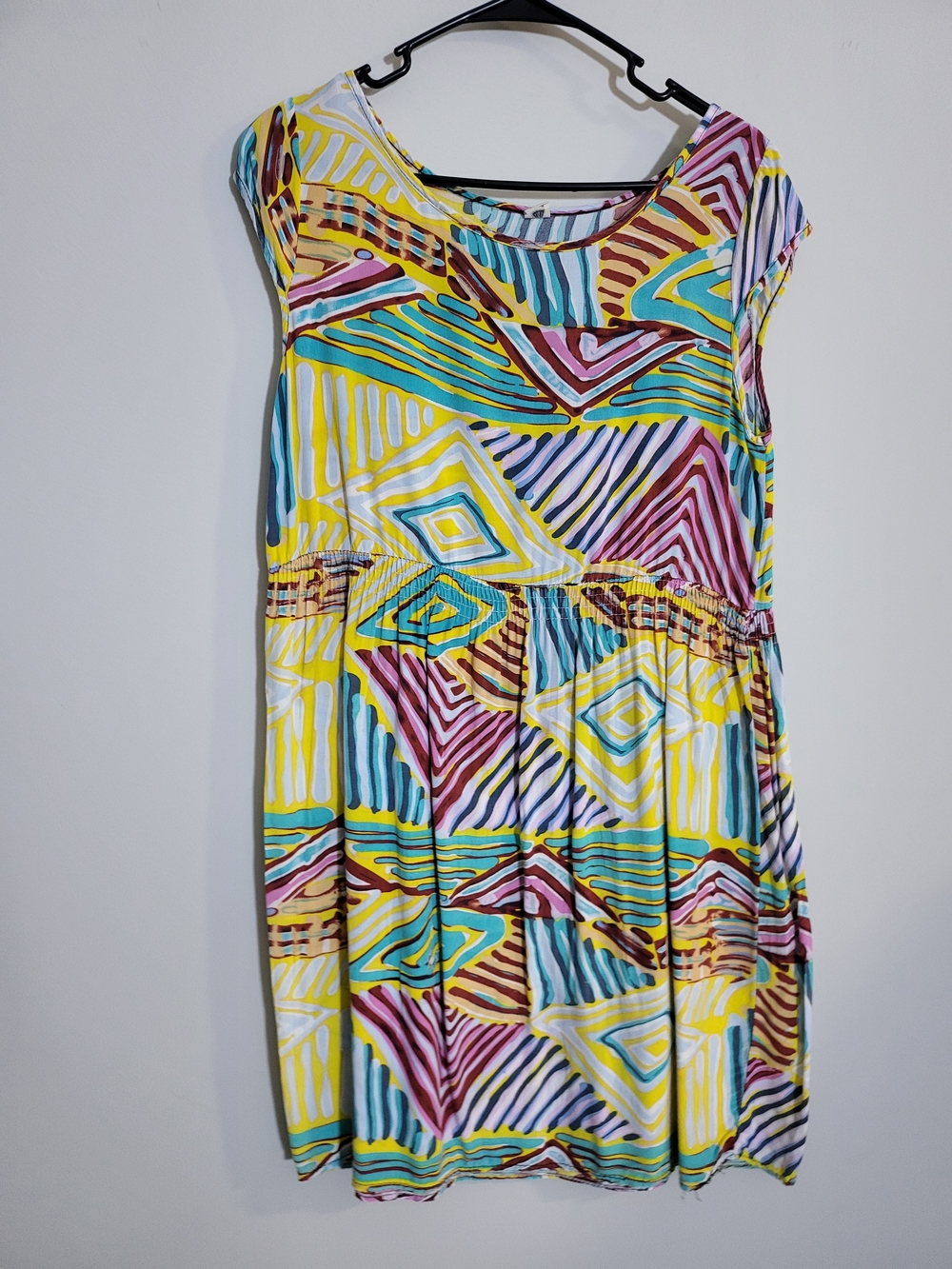 Multicolor Geometric Print Women’s Dress - Yellow, Teal & Purple